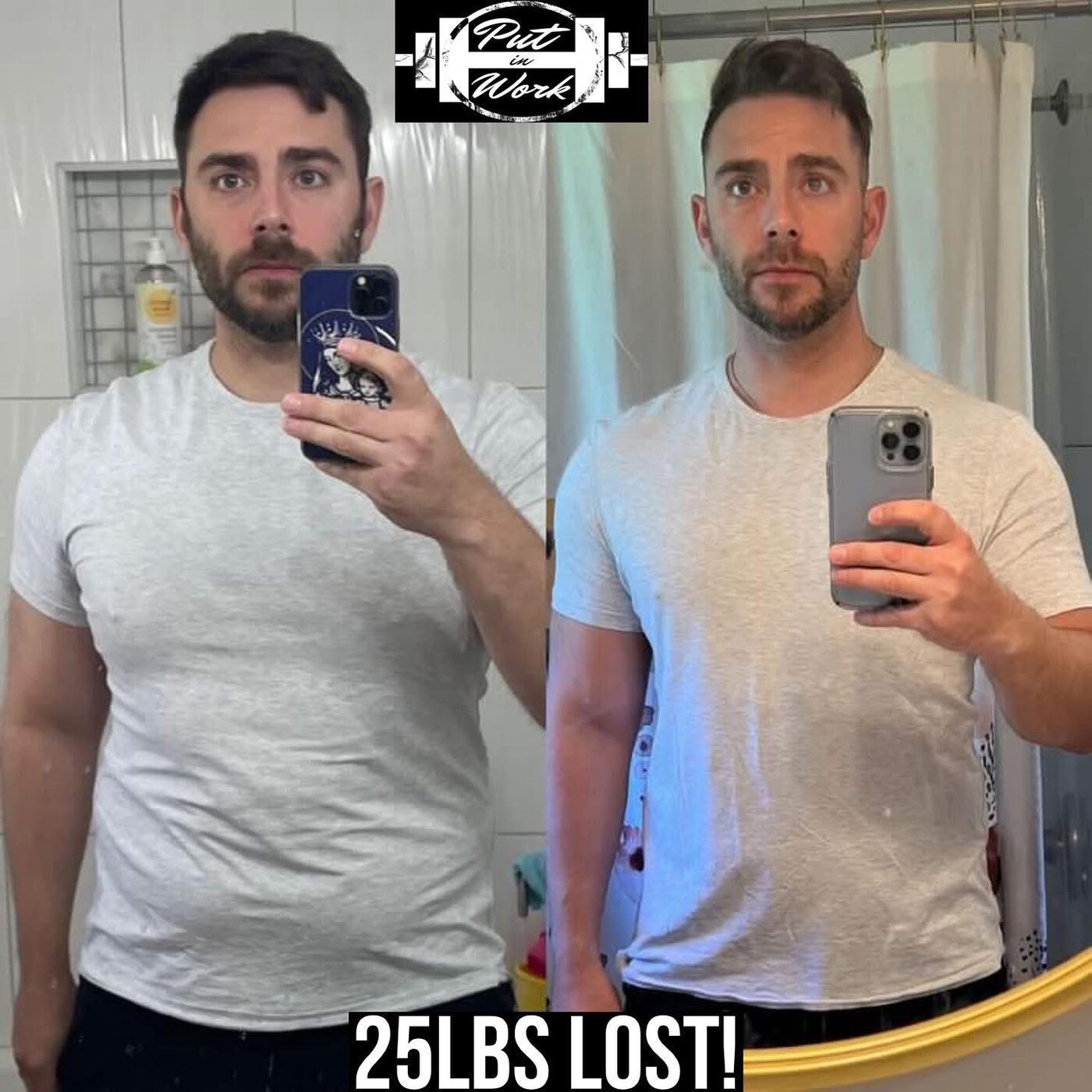 Dave's before and after transformation with Put In Work Fitness