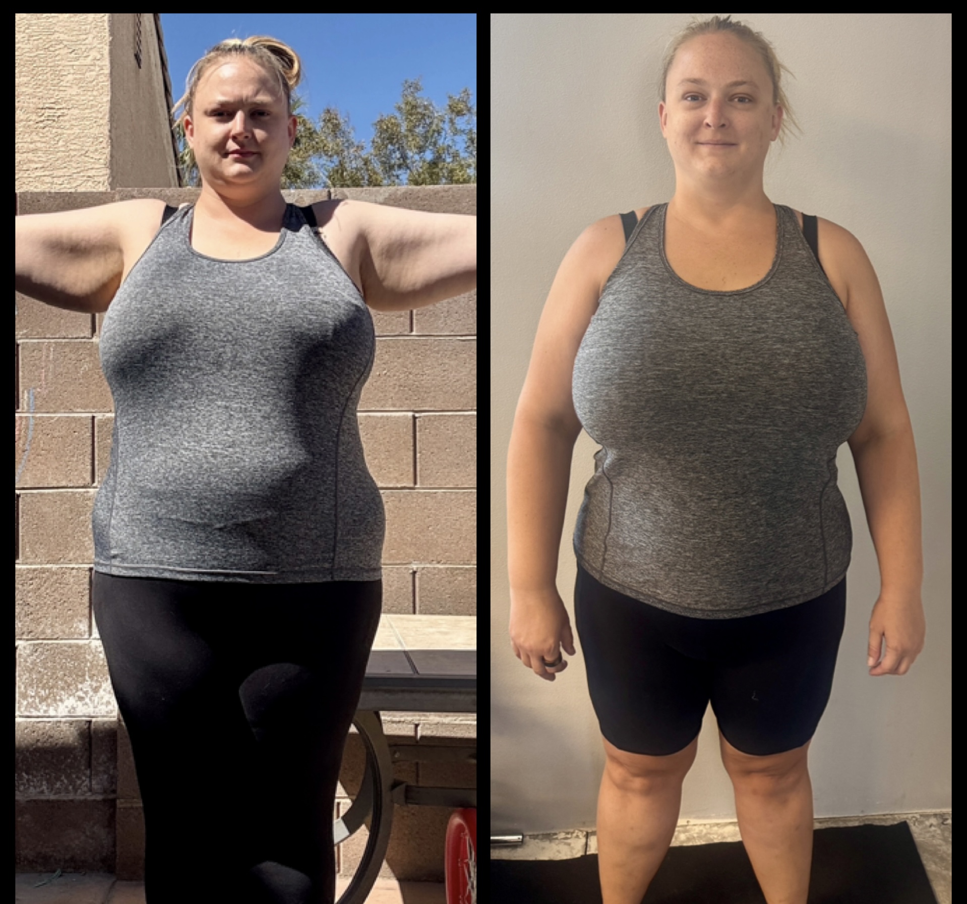 Karly's before and after transformation - 50+ pounds lost in 6 months
