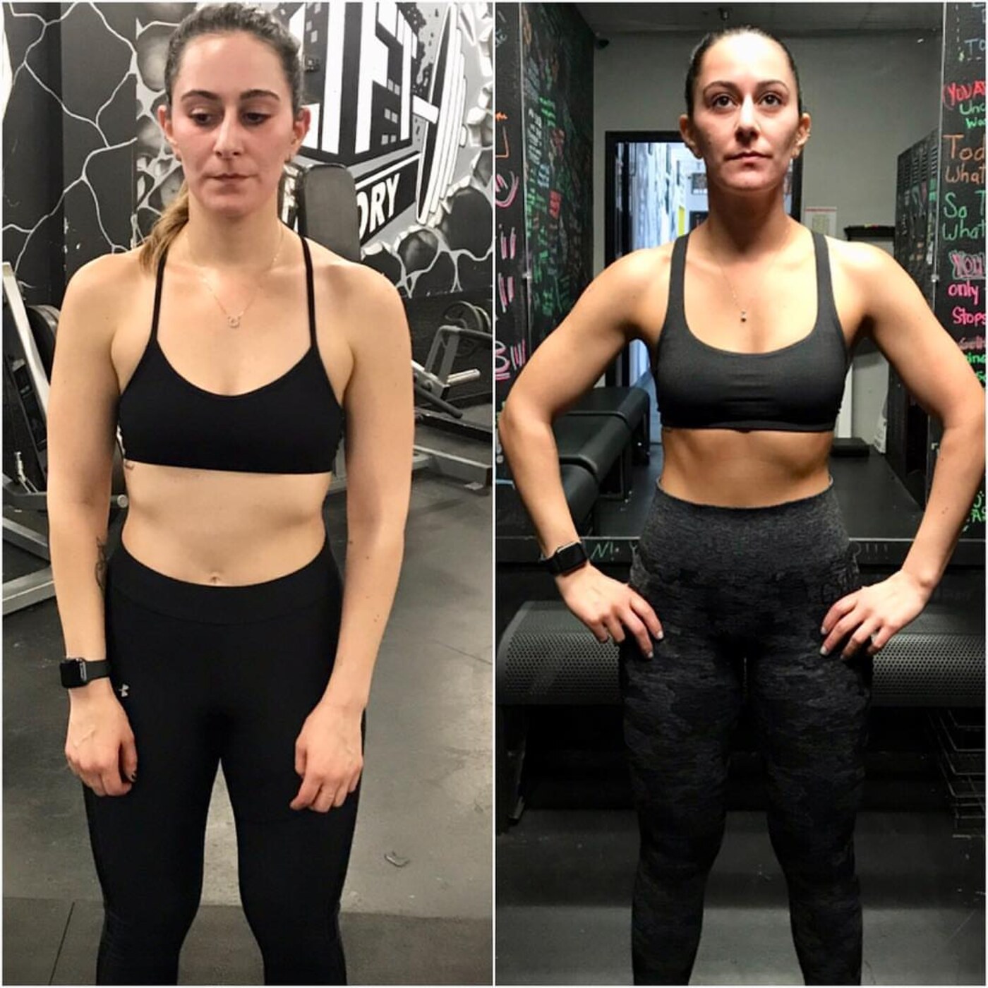 Rabekah's before and after transformation with Put In Work Fitness