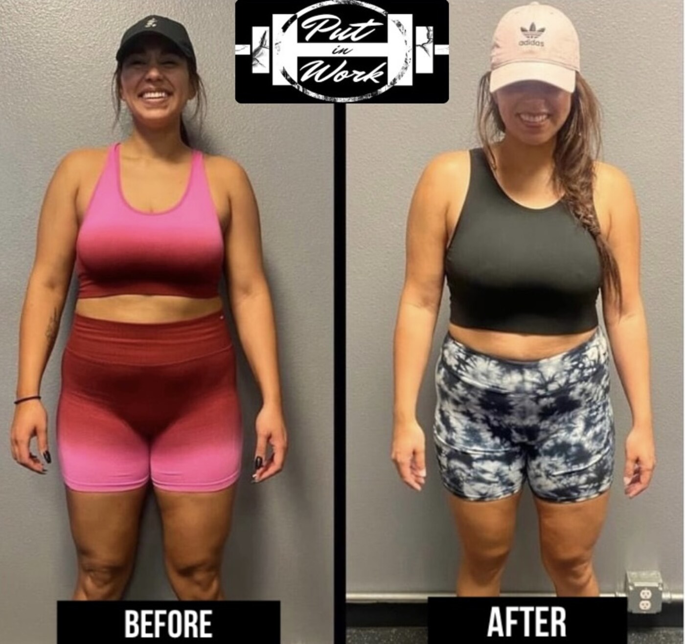 Victoria's before and after transformation with Put In Work Fitness